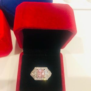 Square Pink Sapphire Ring